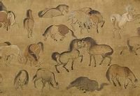 宋人画百马图卷