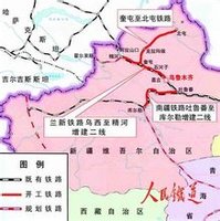 铁路奎屯区段站接轨,向北经克拉玛依,乌尔禾镇,福海县至垦区重镇北屯