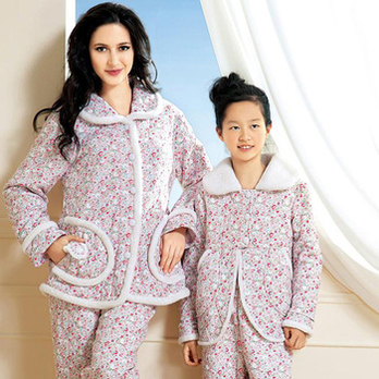 绮瑞家居服 <em>亲子装加厚</em>夹棉母女<em>睡衣</em> 妈妈套Q