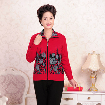 春季中老年女装开衫毛衣妈妈装老太太针织衫外