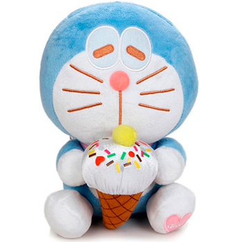 多啦a梦 抱冰淇淋机器猫 毛绒公仔 蓝色 35cm