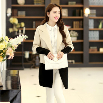 春装新款<em>韩版</em>宽松中长款针织衫<em>开衫毛衣外套</em> 