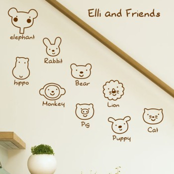 荷尖尖墙贴1078咖 可爱动物 环保卡通动物客厅