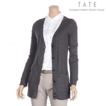 TATE <em>女士</em>中长款收腰<em>开衫针织衫</em> 338574706