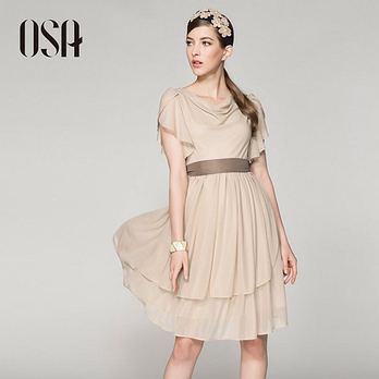 OSA 欧莎世家 春夏季裙子 OL韩版大码短袖雪