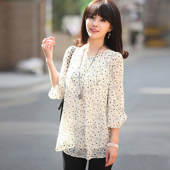 <em>御宅族</em> 2014新款大码<em>女装</em>百搭显瘦碎花雪纺衫