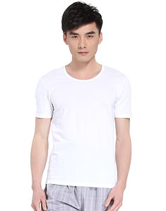 男款白色简约舒适短袖上衣 - 男士运动T恤\/运动