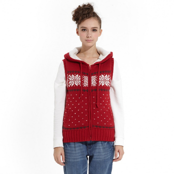 Metersbonwe女前胸织花<em>毛织马甲</em> 休闲时尚系