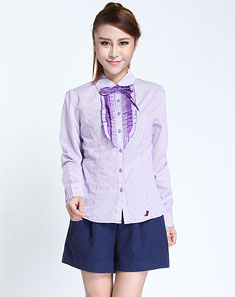 森马 紫色时尚长袖衬衫 - 衬衫\/女士上衣\/女装 -