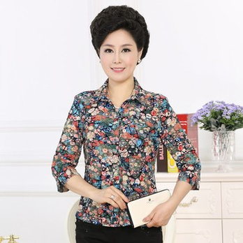 2014夏季中年女装衬衫 中老年女装夏装七分袖