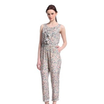 ochirly 欧时力 女式 复古碎花荷叶边真丝高腰连