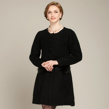 凯露禧 秋冬新款<em>水貂绒</em>大衣 女 <em>开衫</em>外套 手工花