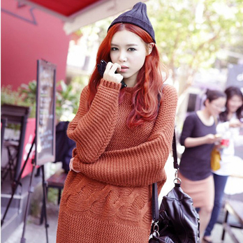 韩都衣舍春装新品麻花<em>中长款套头女毛衣</em>HO14