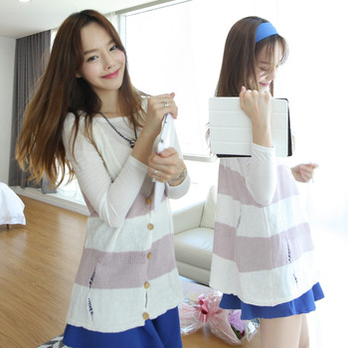 SMAS<em>韩国</em>条纹破洞针织开衫无袖背心<em>马夹春秋</em>