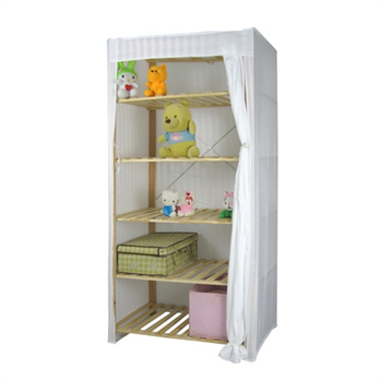 宜哉 无甲醛 松木实木5层橱 简易布衣柜 牛津布