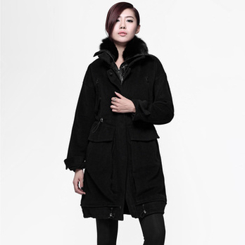 纳帕佳2013冬季新款 连帽加厚呢料<em>夹棉棉服</em> 女