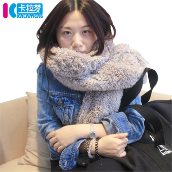 韩国女冬纯色围巾 毛绒加厚韩版围脖 超级保暖