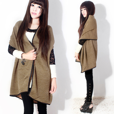 欧美女秋装不规则多功能针织衫<em>马夹</em>斗篷多穿披