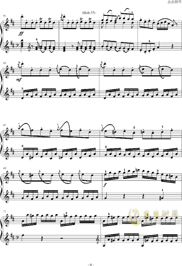 d大调小奏鸣曲第一乐章 海顿 钢琴谱 跪求_360