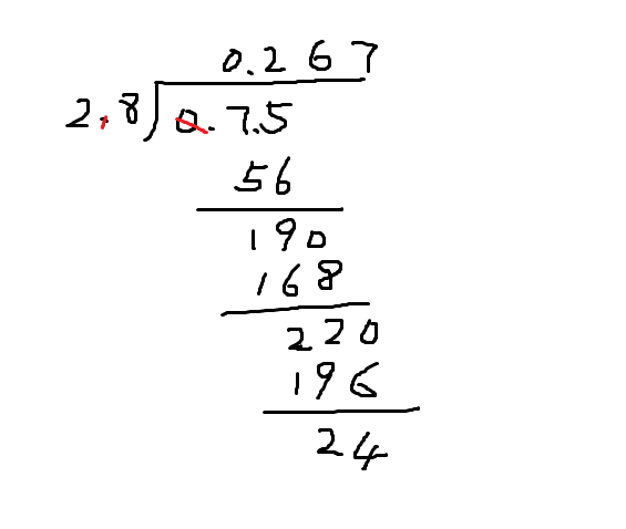 0.75除以2.8等于保留两位小数竖式计算_360问