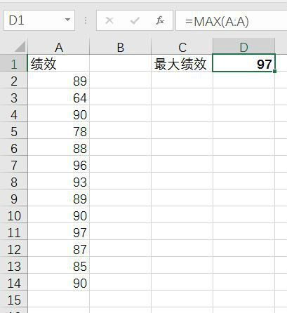 如何使用 EXCEL 中的找最大值max函数