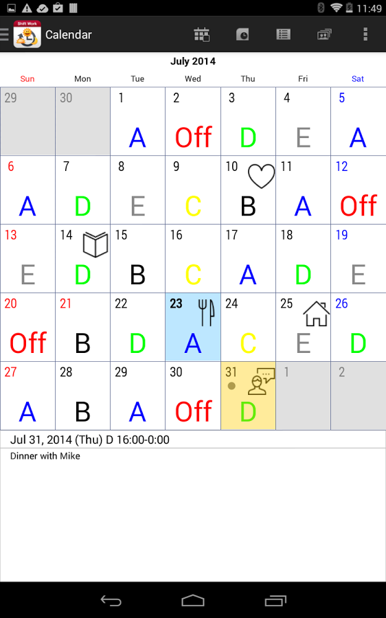 Shift Work Calendar截图1