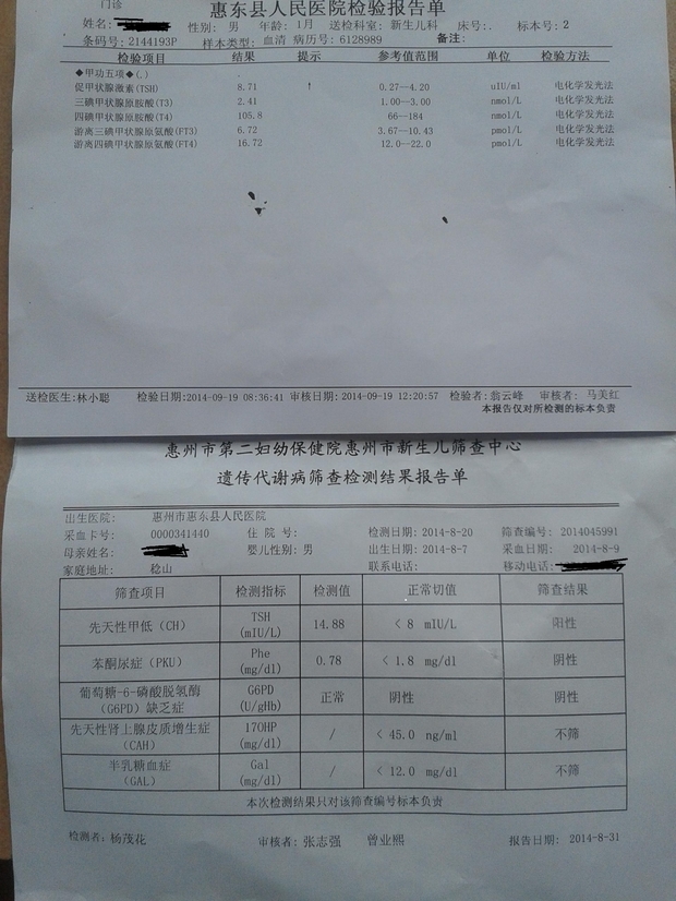 麻烦治疗甲低的专业医生解说下化验单,谢谢.