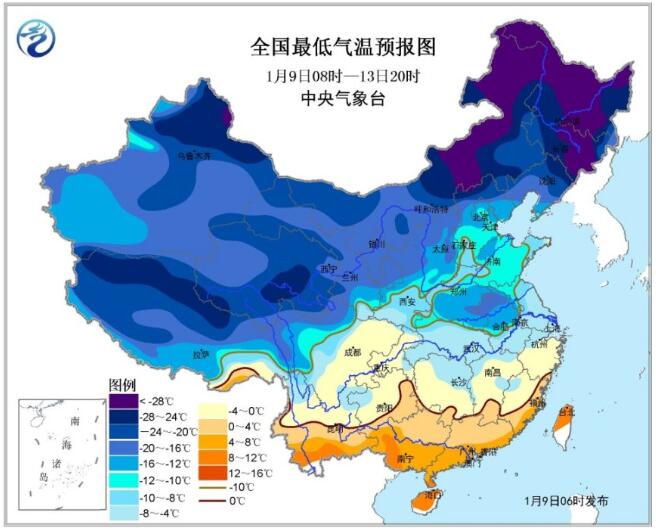 全国\＂寒潮蓝色预警\＂东北大部分区域达到零下28度，你还会出门