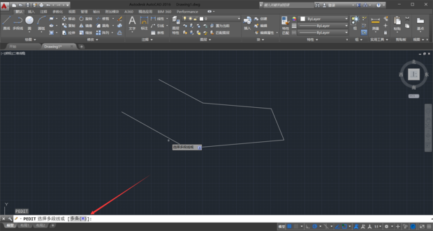 CAD,将多条直线合并为一条直线,多段线