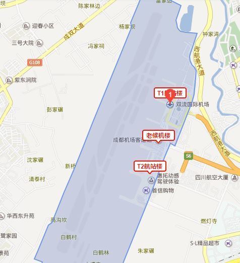 双流机场的布局大概是怎样的 T1 T2分别代表什