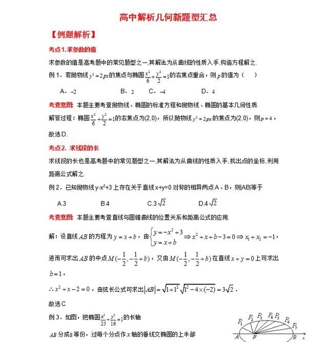 高中数学:解析几何题型汇总,逢考必出,吃透比盲函数高中的简单图片