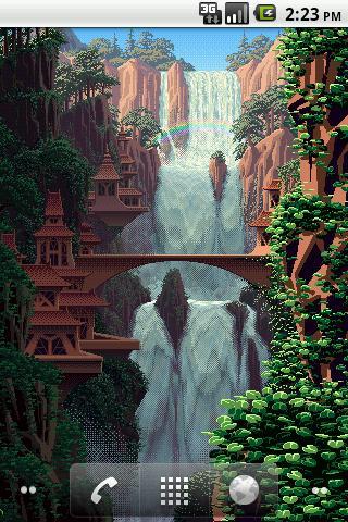 森林瀑布动态壁纸 8-Bit Waterfall Live Wallpaper截图1