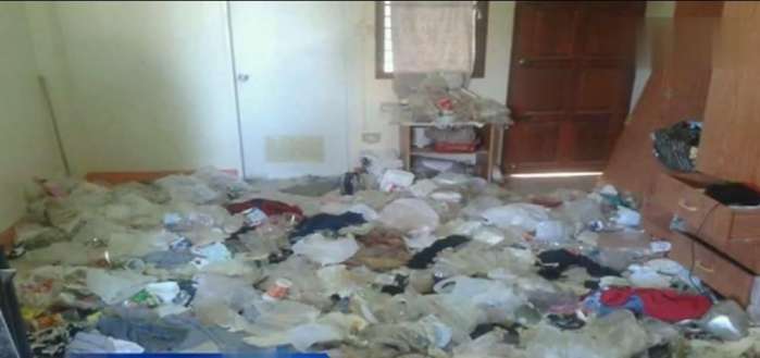 美女大学生租房, 退房时房东查房, 房间内垃圾成