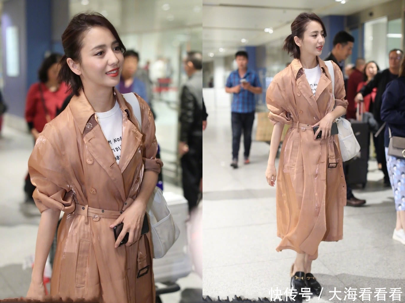 佟丽娅穿的开叉裙就靠一根细线固定着,网友:好