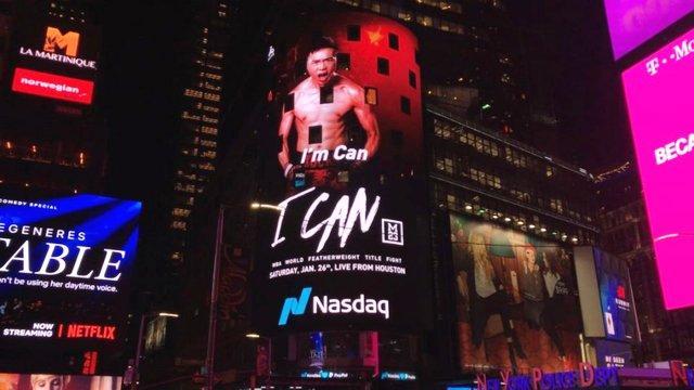 中国拳手登陆纽约时代广场大屏!徐灿有望创造