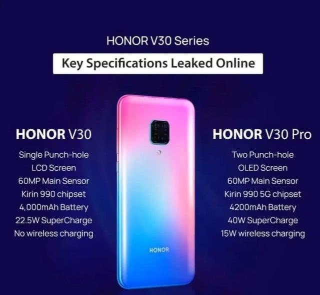 最新5G手机四摄荣耀V30和双挖孔红米K30曝光!荣耀V20降价