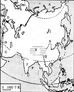 手绘板亚洲地形图
