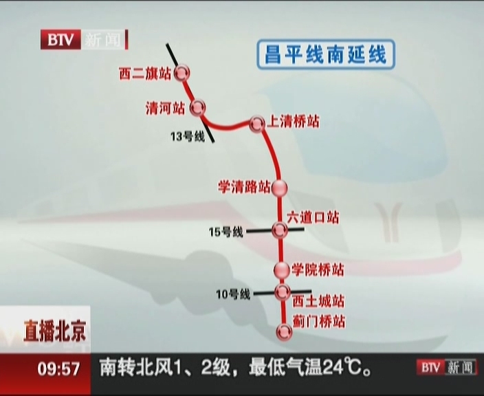 北京昌平线将南延7站到蓟门桥