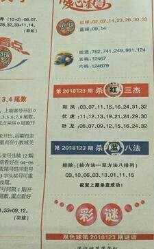 123期双色球杀兰八法、杀红四杰、灌蓝高手、