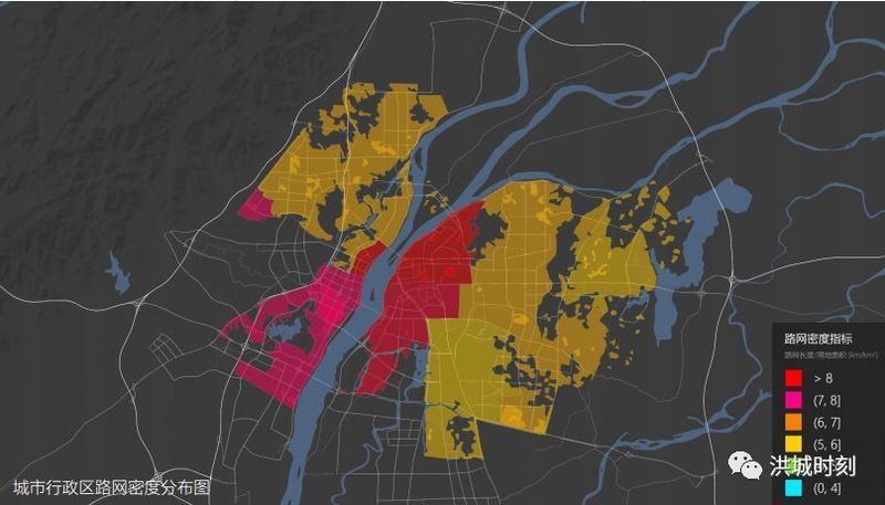 36个主要城市路网密度排名出炉!南昌排名第15位,仅东湖区路网密度