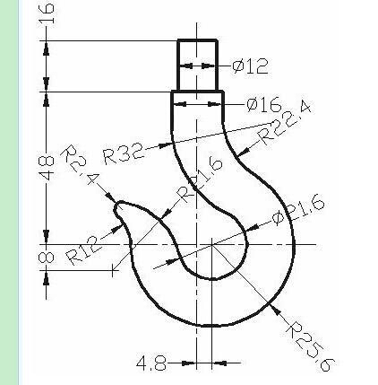 CAD里怎么能确定R12和R21.6的圆心呢。_36