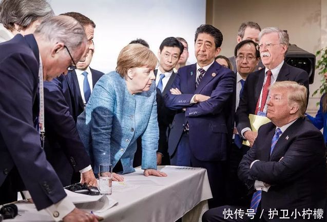 一图胜千言，G7峰会唇枪舌剑，特朗普惨遭围攻！