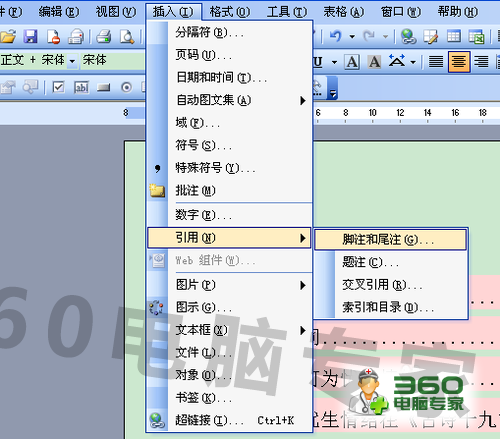 在word中编辑脚注、尾注、标注、批注_360问