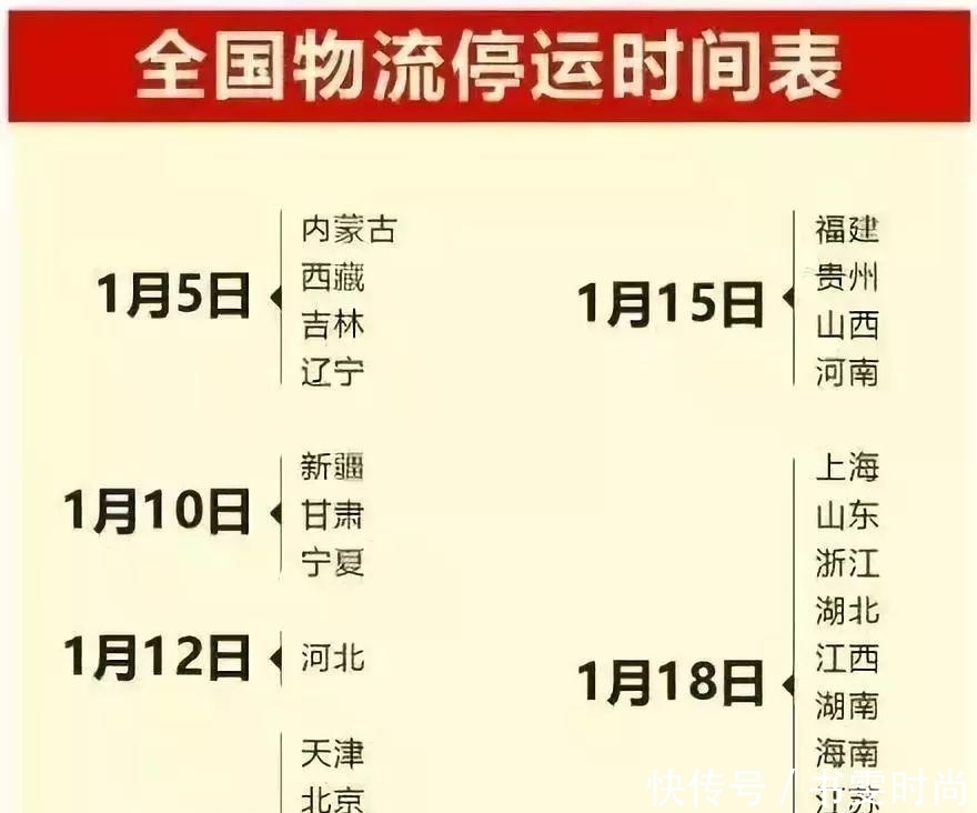 2019年快递停运时间表出炉,四川1月13号就停