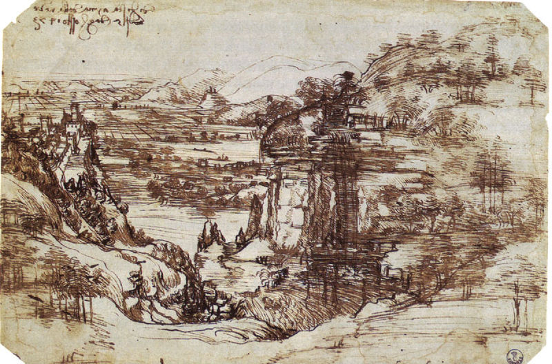 已知最早的达·芬奇画作——《阿莫谷》(作于1473年),现藏于乌菲兹图片