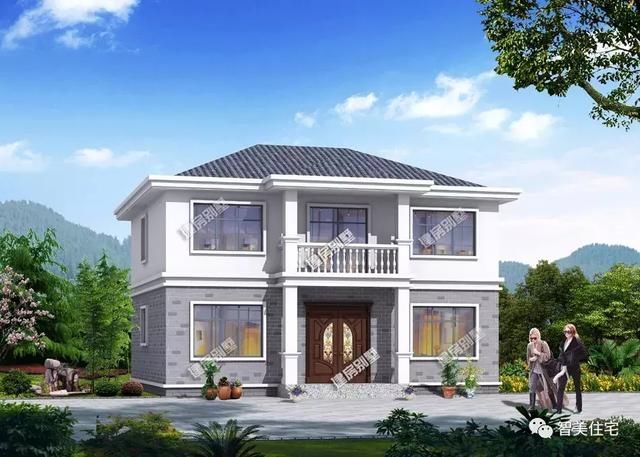 一栋图片很大的两层魅力农村,让无数建房人为两共别墅户三别墅厅层图片