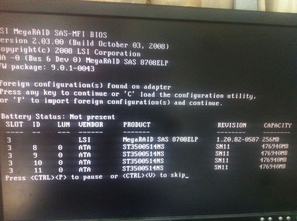 LSI RAID5 8块硬盘坏了一块 开机进不了WIND