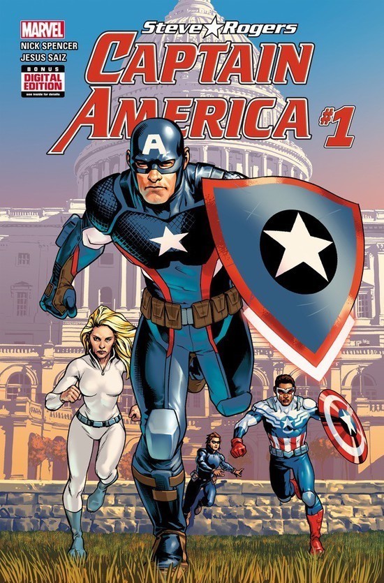 全新漫威漫画"captain america: steve rogers #1"封面.