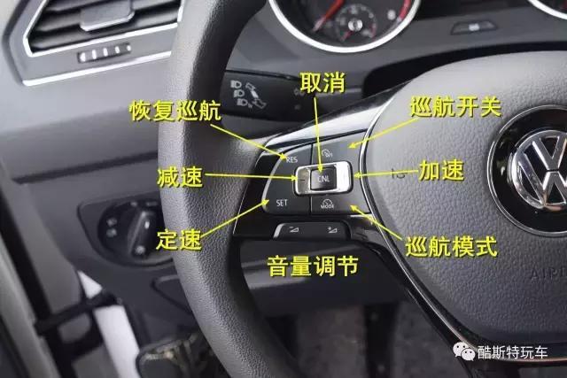 方向盘左侧按键主要控制定速巡航,为长途驾驶带来方便.