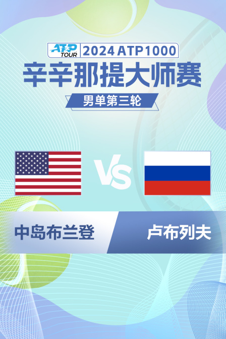 2024ATP1000辛辛那提大师赛 男单第三轮 中岛布兰登VS卢布列夫 海报
